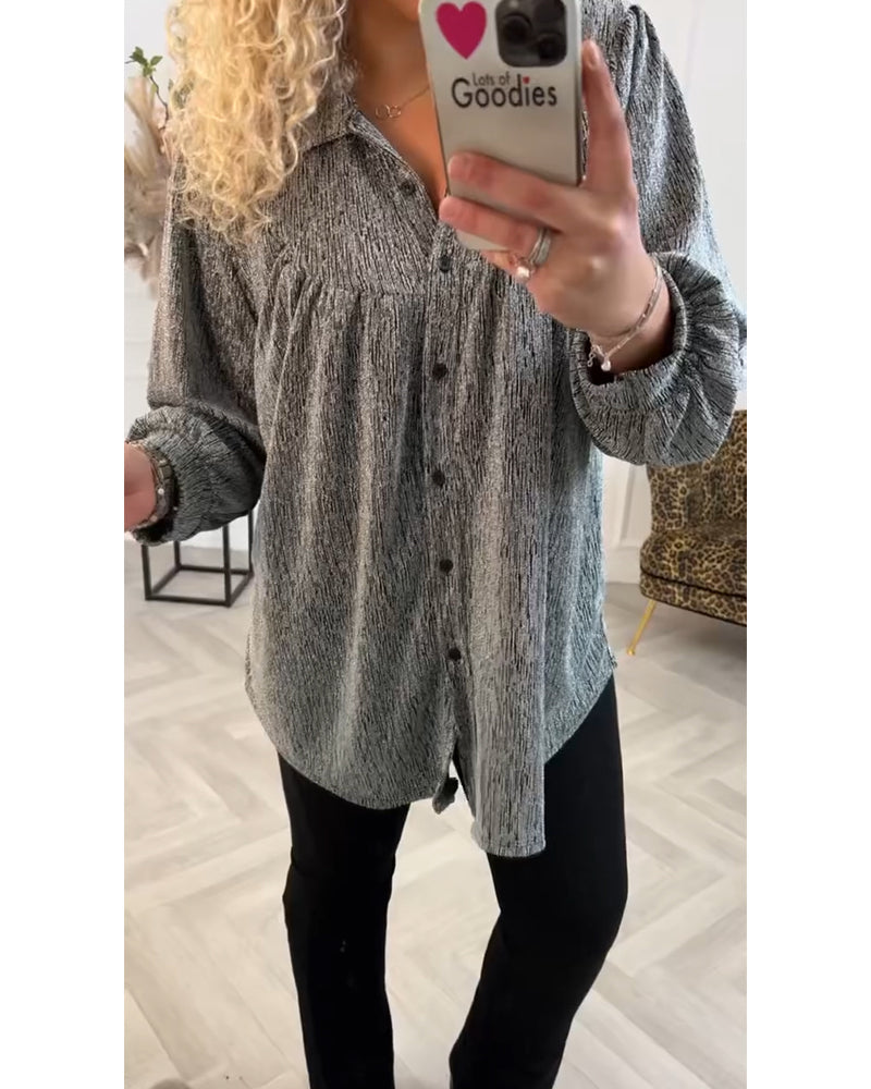 Solid lapel button-down shirt