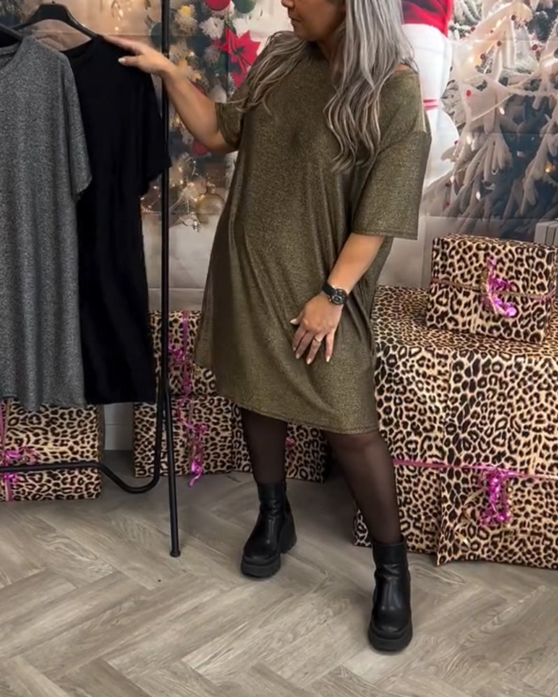 Casual short sleeve round neck  dress