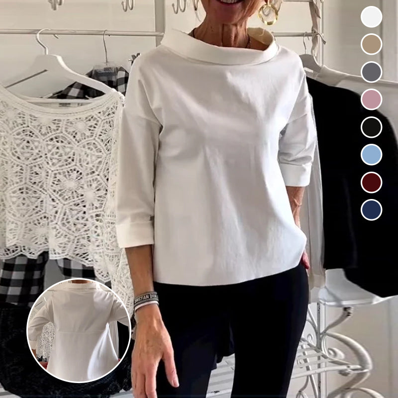 Casual Wide Lapel Half Turtleneck Top