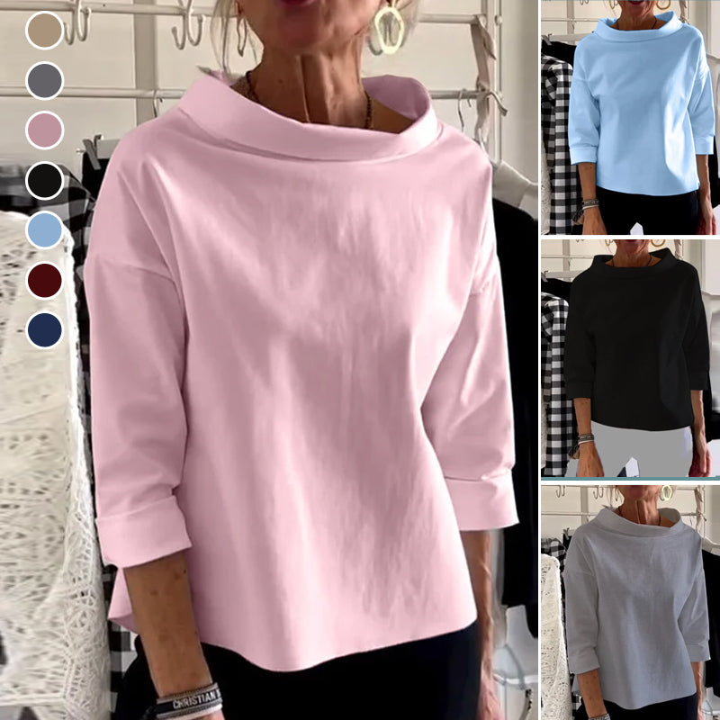 Casual Wide Lapel Half Turtleneck Top