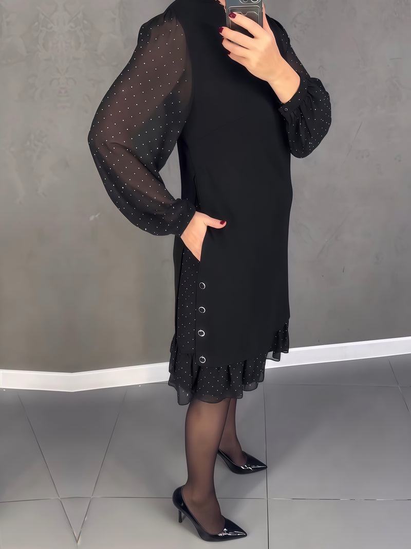 Long-sleeved polka dot dress