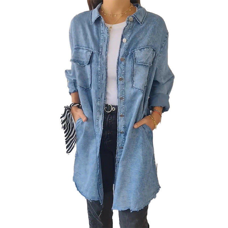 Denim Comfortable Long Coat Shirt