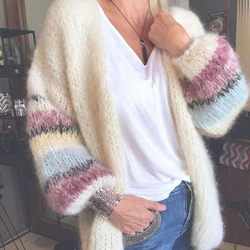Striped Color Block Knit Cardigan