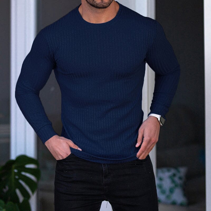 Vertical Crewneck Long Sleeve T-Shirt