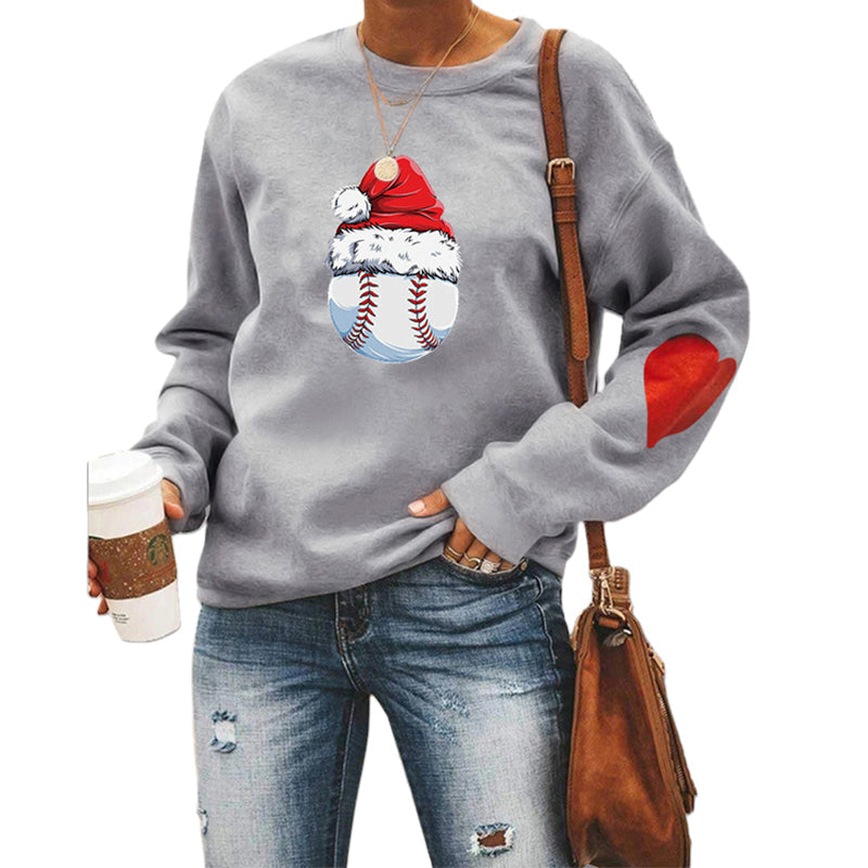 Santa Hat Crew Neck Print Sweatshirt