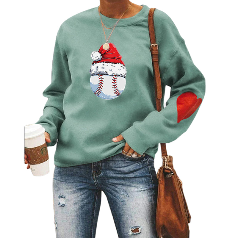 Santa Hat Crew Neck Print Sweatshirt