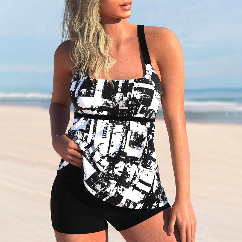 Two-piece Swimsuit with a Boxer Print
