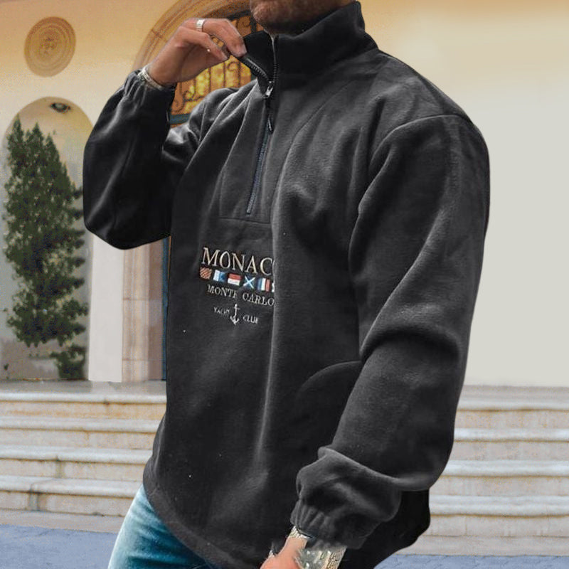 Letter Embroidered Thick Sweatshirt