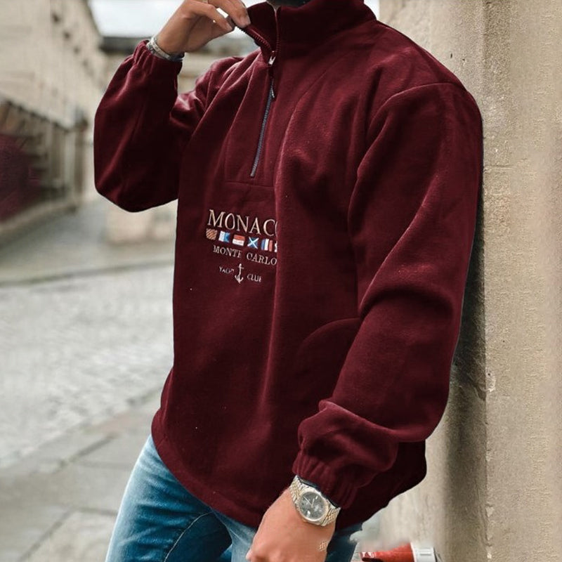 Letter Embroidered Thick Sweatshirt
