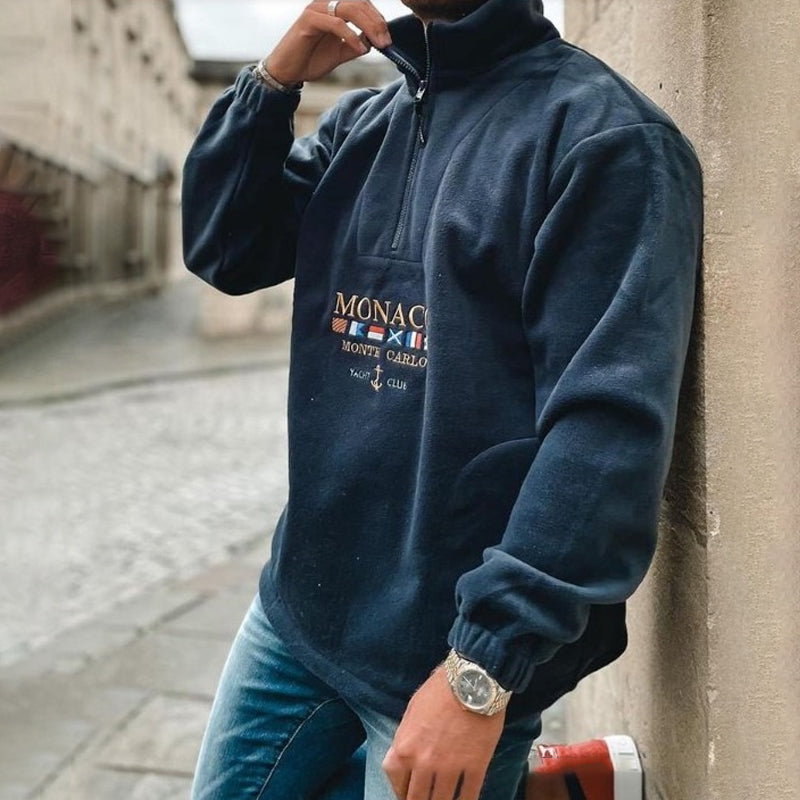 Letter Embroidered Thick Sweatshirt