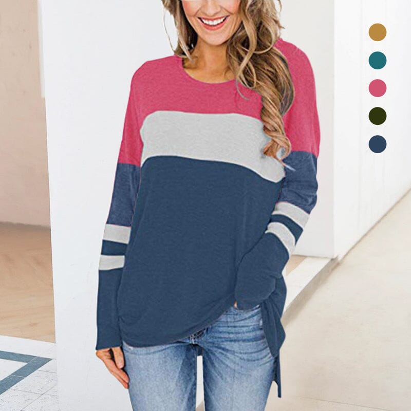 Long-sleeve Paneled Crewneck T-shirt