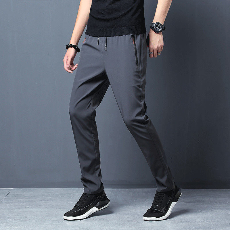 Men's quick-dry ice silk zippered pants