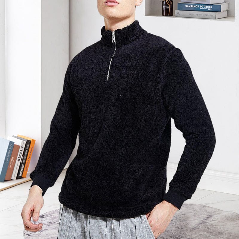 Mens Fuzzy Sherpa Pullover Long Sleeve Fleece Sweatshirts
