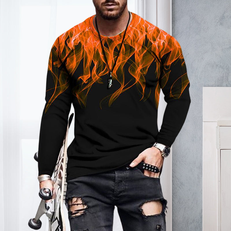 Flame Print Long Sleeve T-Shirt