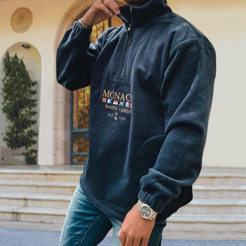 Letter Embroidered Thick Sweatshirt