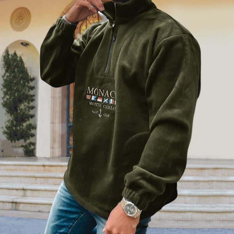 Letter Embroidered Thick Sweatshirt