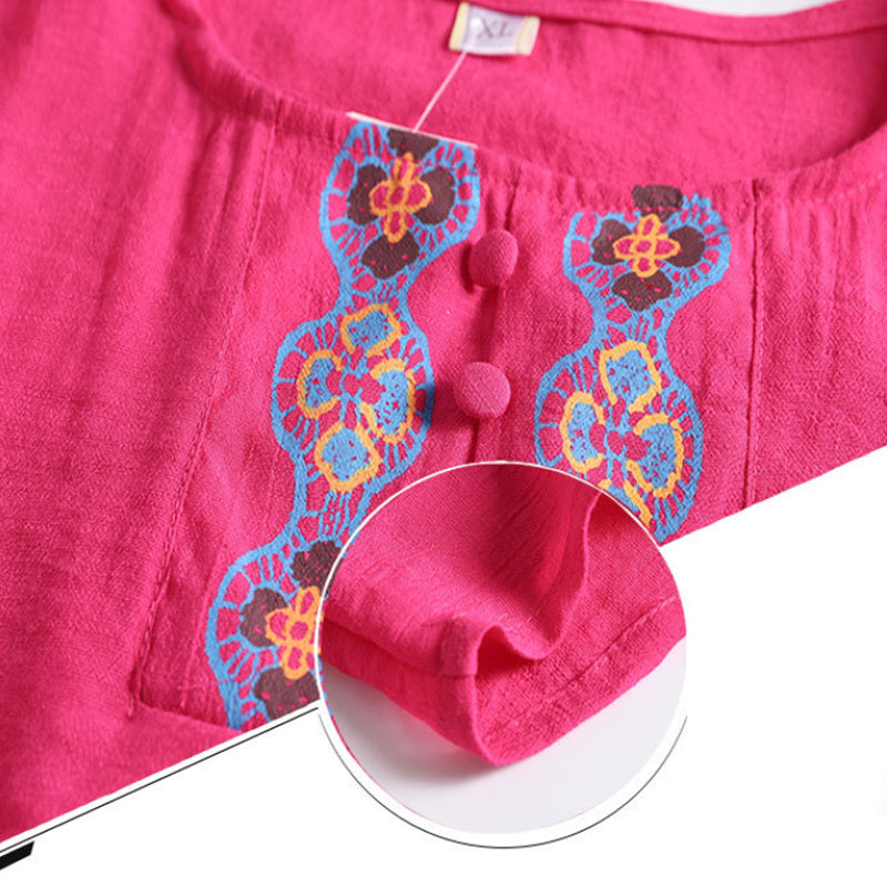 Elderly Summer Cotton-flax Set Leisure Two-piece Suit