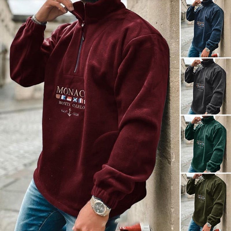 Letter Embroidered Thick Sweatshirt