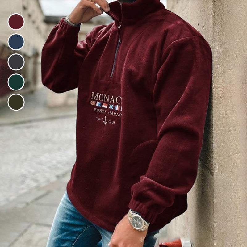 Letter Embroidered Thick Sweatshirt