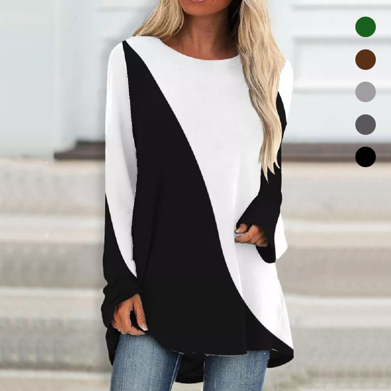 Long Sleeve Round Neck Colorful T-Shirt