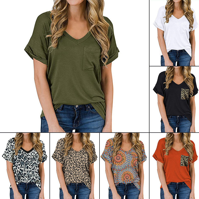 V-neck Loose Short Sleeves