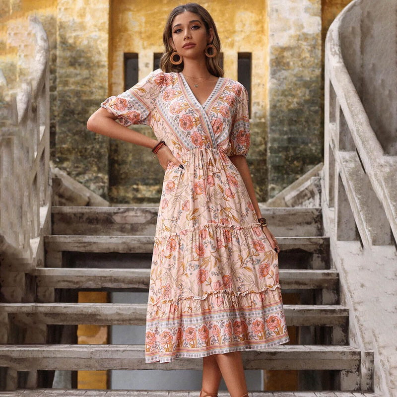 Rose Print Maxi Dress