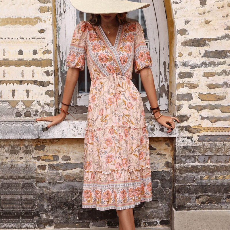 Rose Print Maxi Dress