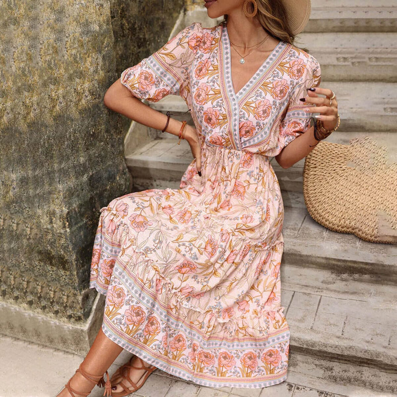 Rose Print Maxi Dress