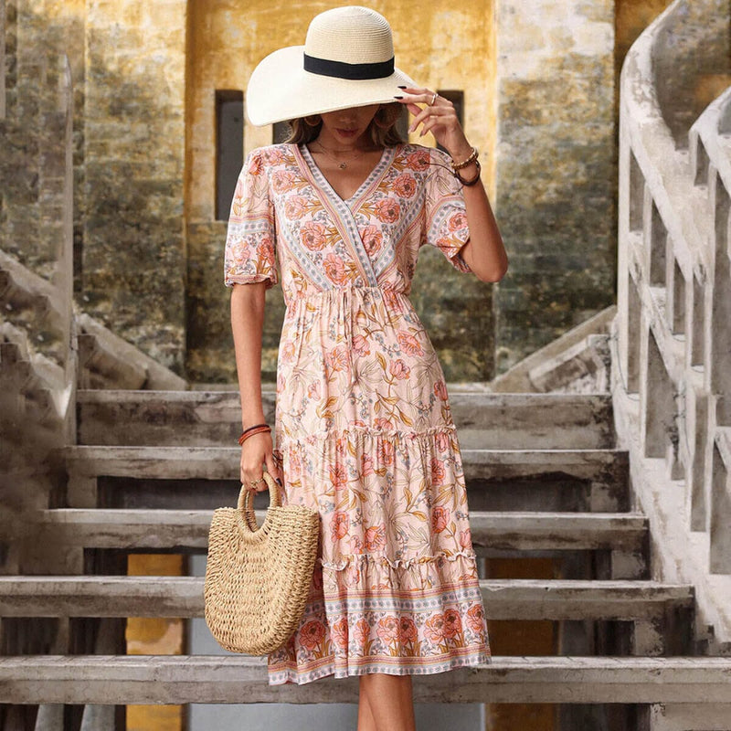 Rose Print Maxi Dress