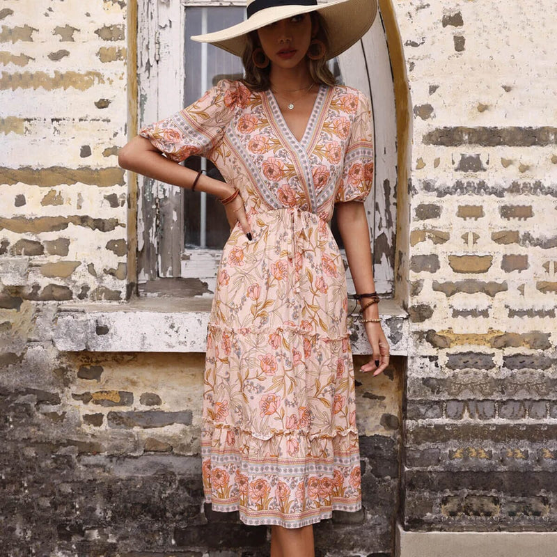 Rose Print Maxi Dress