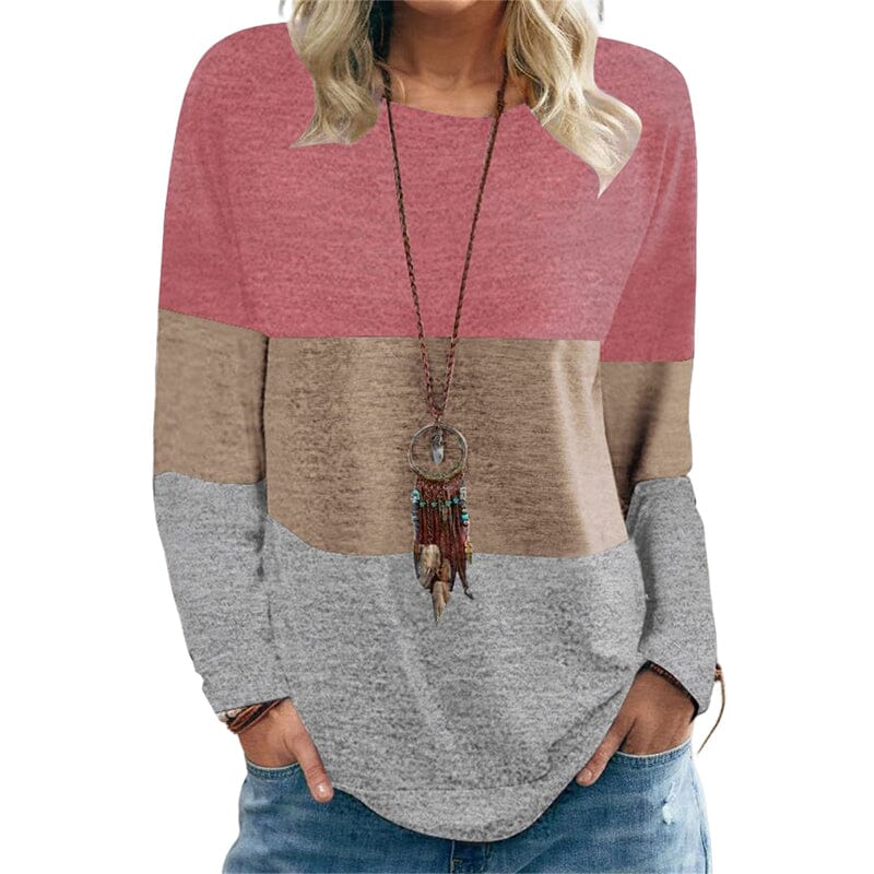 Color Block Printed Crew Neck Sweatshirt