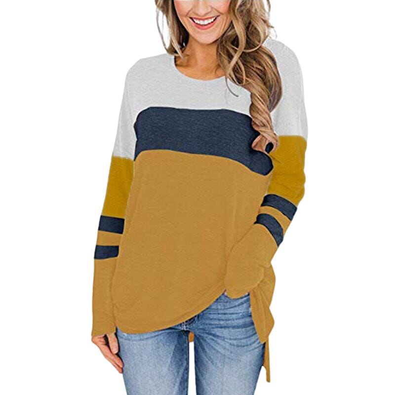 Long-sleeve Paneled Crewneck T-shirt
