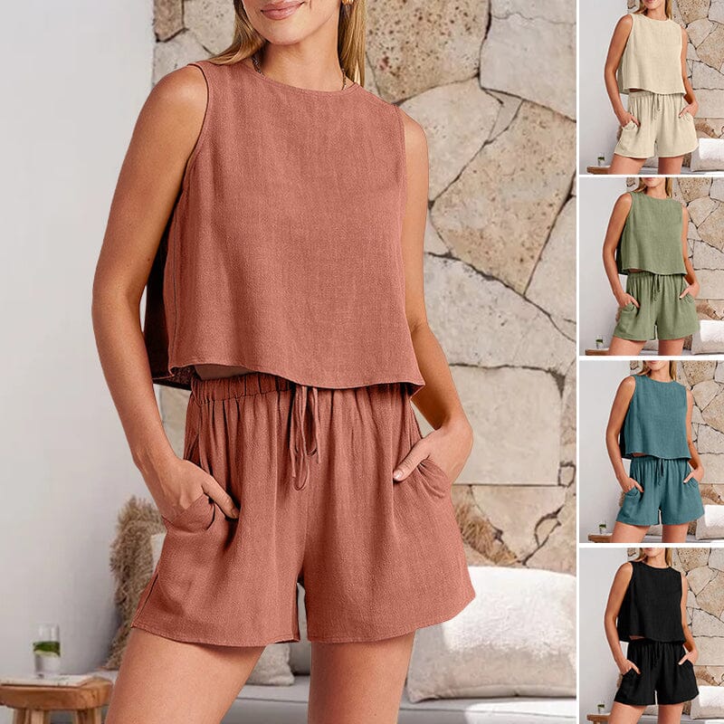 Sleeveless Top Shorts Two Piece Set