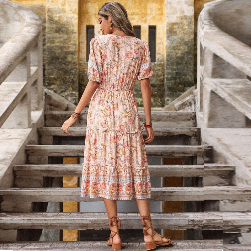 Rose Print Maxi Dress