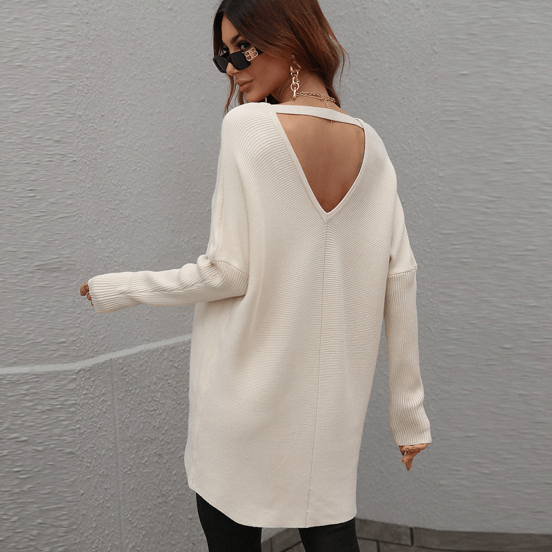 V-neck Backless Sweater